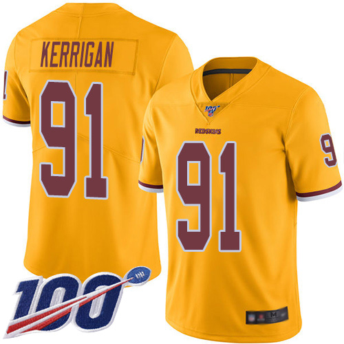 Washington Redskins Limited Gold Youth Ryan Kerrigan Jersey NFL Football #91 100th Season Rush Vapor